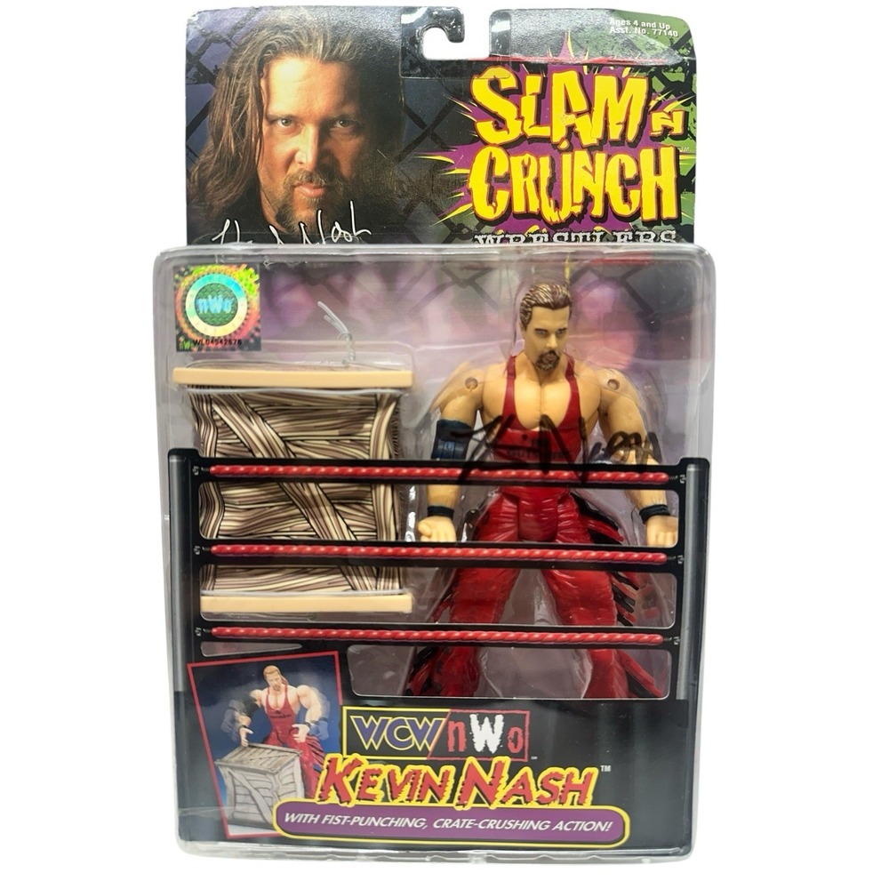 1999 WCW Slam N Crunch Wrestlers‎ Kevin Nash SIGNED Action Figure Toybiz NWO WCW